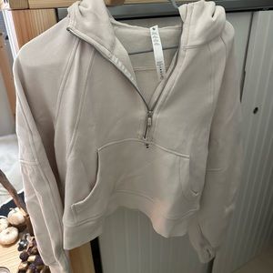 White opal scuba oversized crop hoodie
